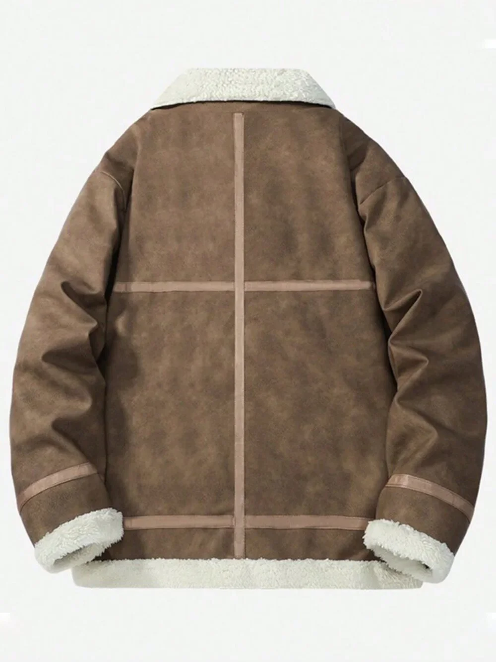 Khaki Loose Fit Men's Zip-Outer Sports Thermal Lined Coat